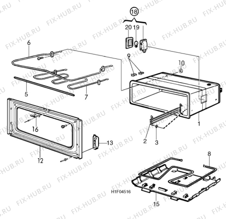 Взрыв-схема комплектующей Husqvarna Electrolux QSG653 - Схема узла H10 Oven Cavity (small)